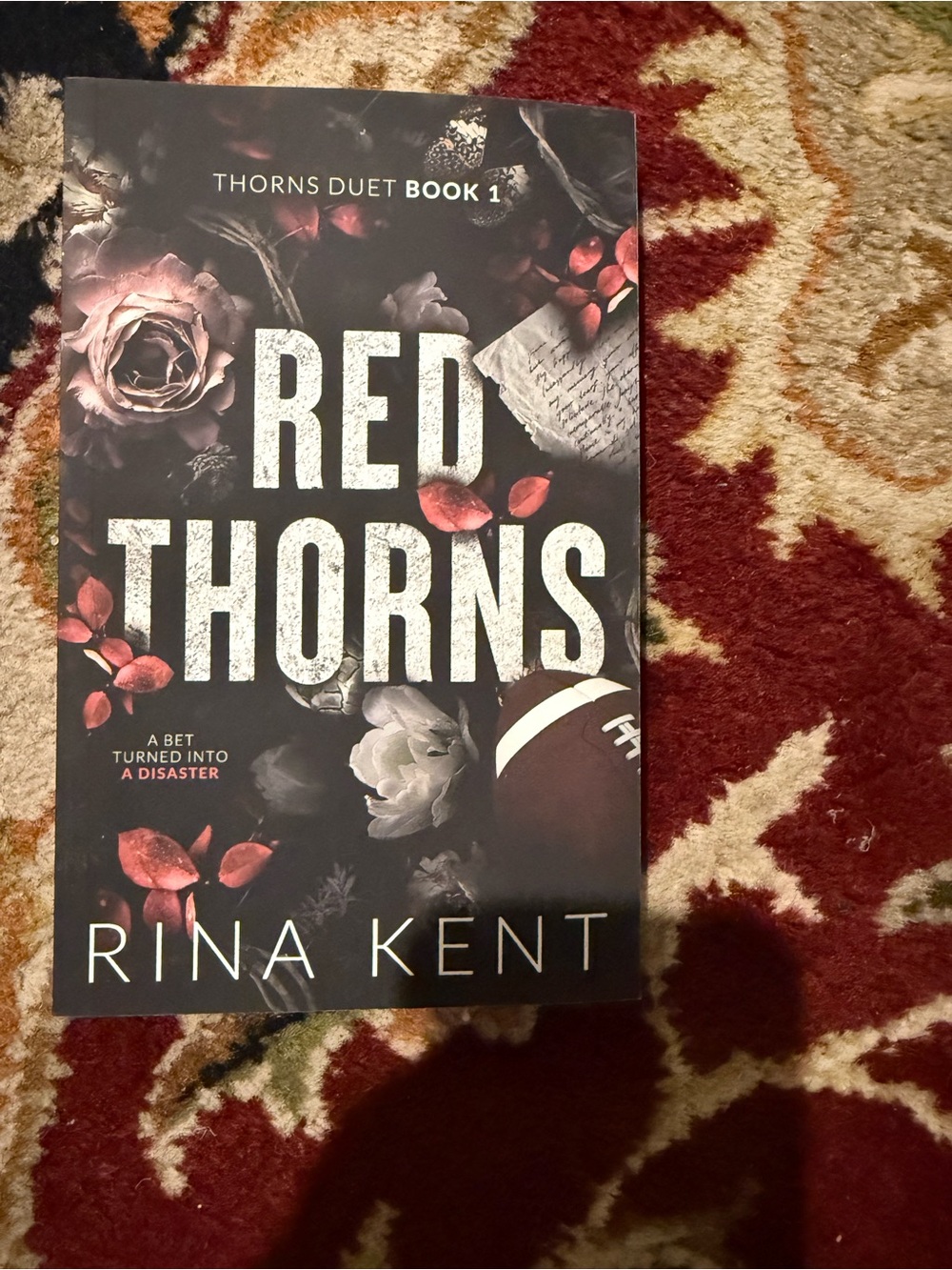 Red Thorns by Rina Kent - Black & Red Floral Cover
